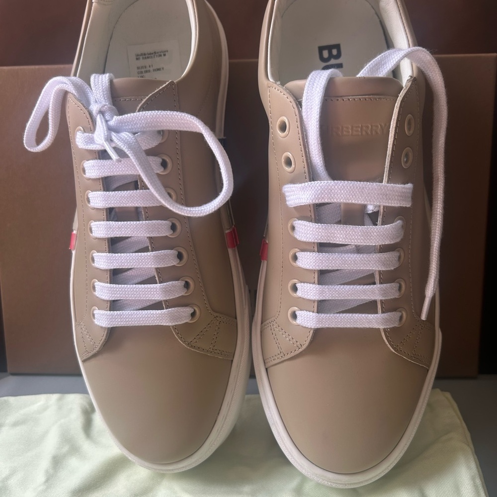 BURBERRY  Men's RANGLETON SNEAKER HONEY & BLACK SIZE 41 - Picture 3 of 8